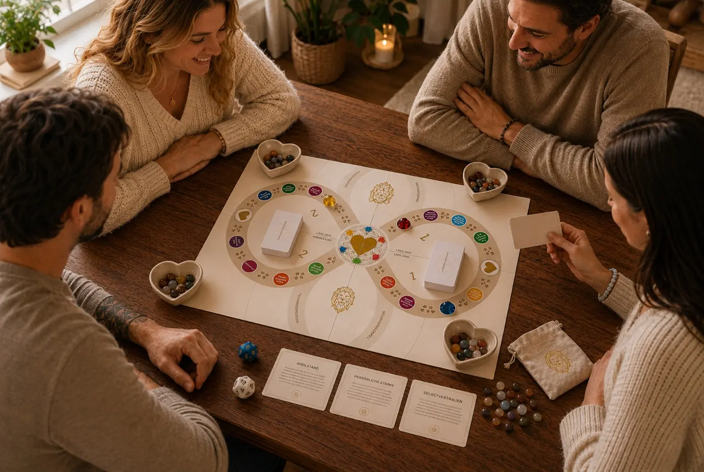People playing card game